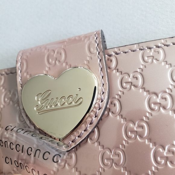 Gucci Heart MicroGuccissima Patent Leather Card Holder | Pink | Rose - Picture 7 of 12
